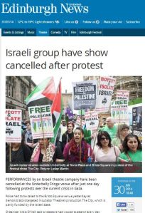 Israeli group have show cancelled after protest